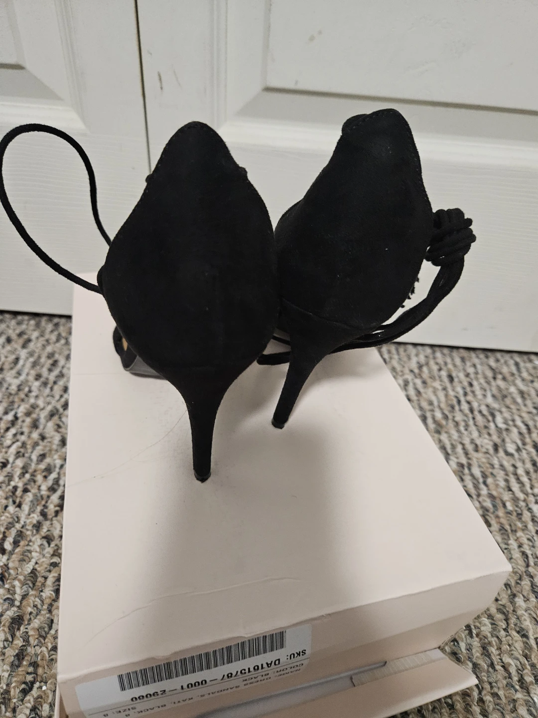 Black Suede High Heel Sandals with Tassels 39 - photo 3