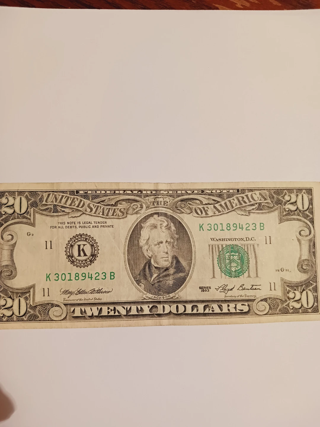 1993. $20 Bill - United States of America