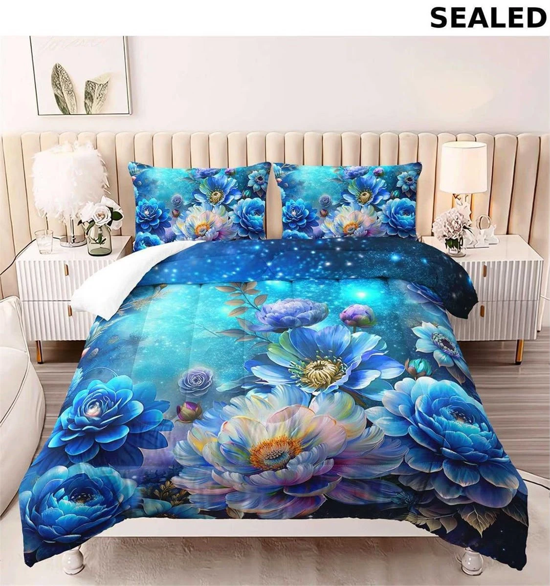 Blue Floral Duvet Cover Set