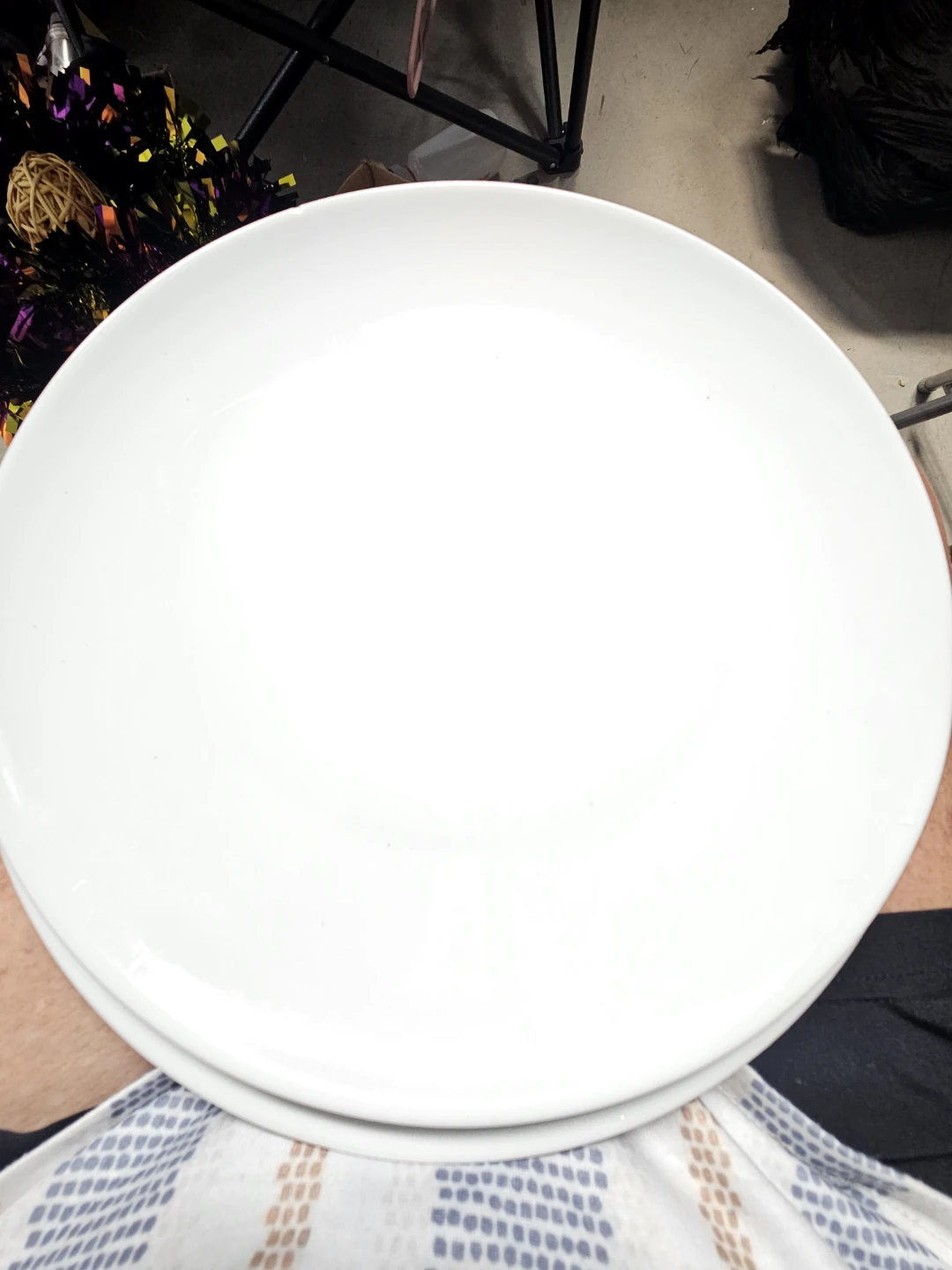 Set of Over and Back White Porcelain Plates