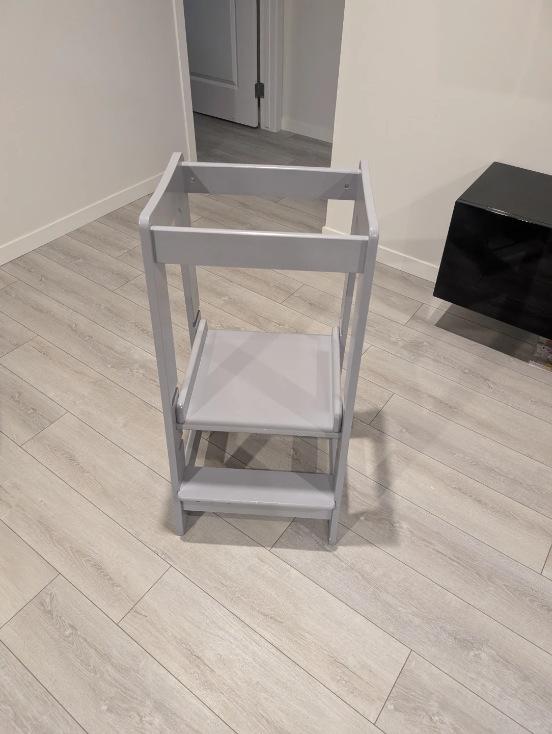 Grey Wooden Kids Learning Tower / Kitchen Step Stool