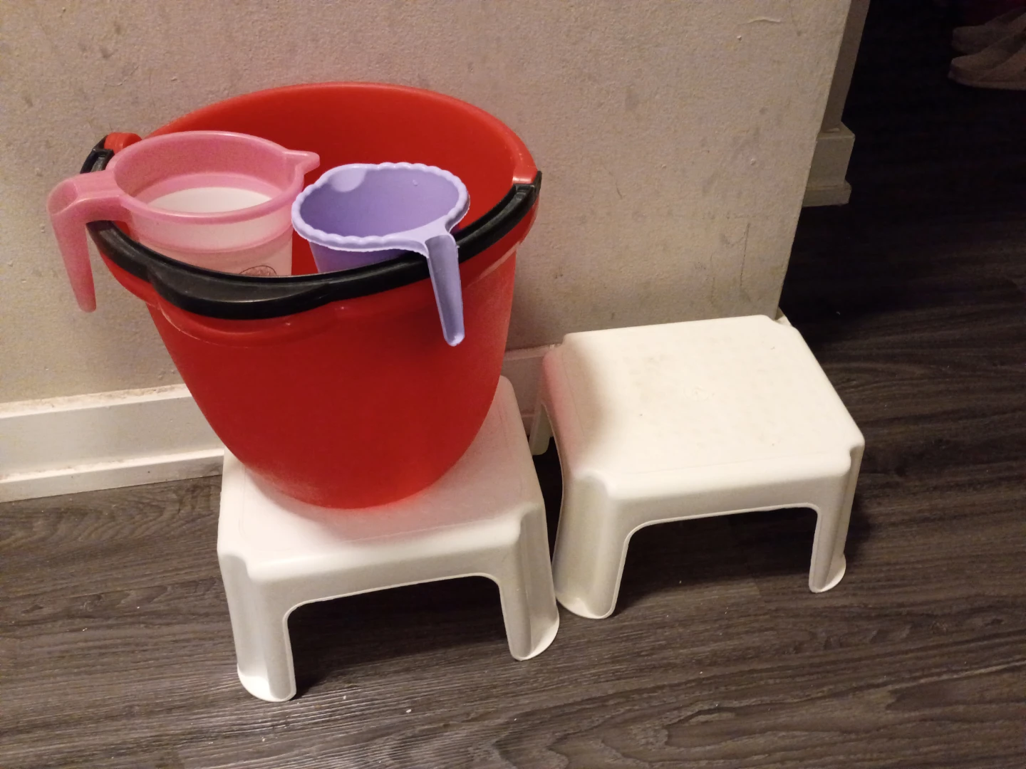 Step Stools  $50 cents each. Bucket is sold out