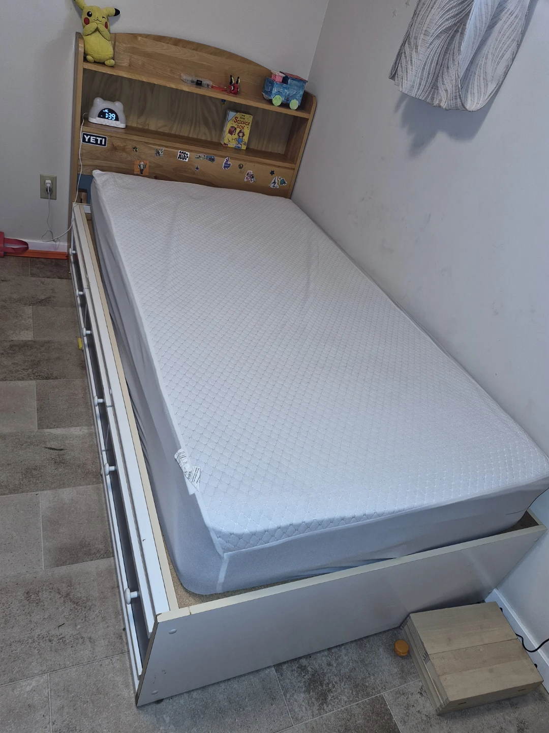 Twin Bed Frame with Headboard and Drawers - photo 2