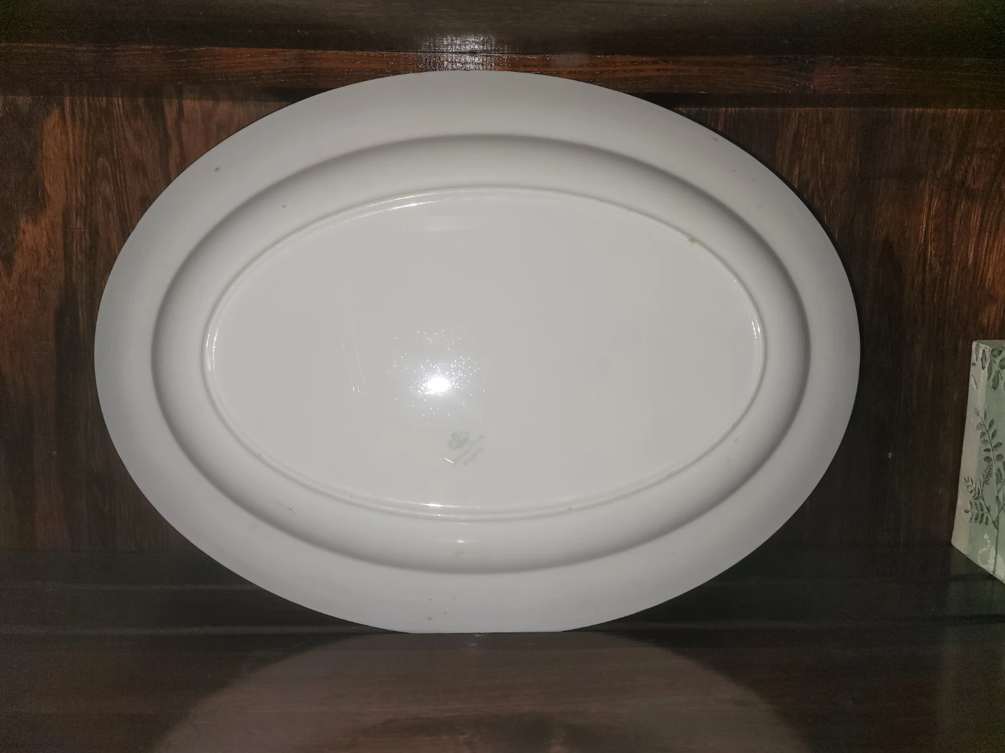 White Oval Serving Platter with Gold Rim - photo 2