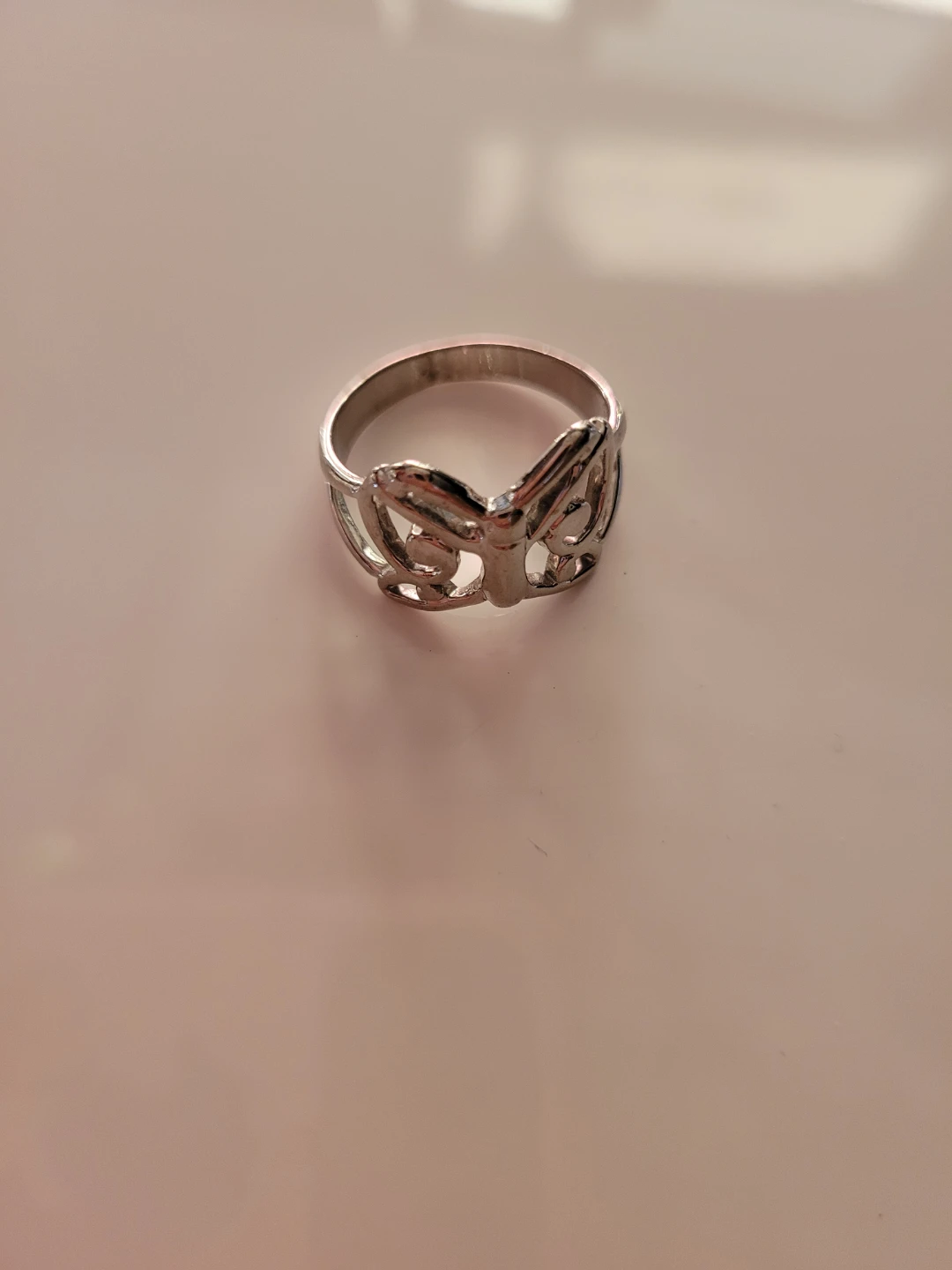 Silver-tone butterfly ring - large