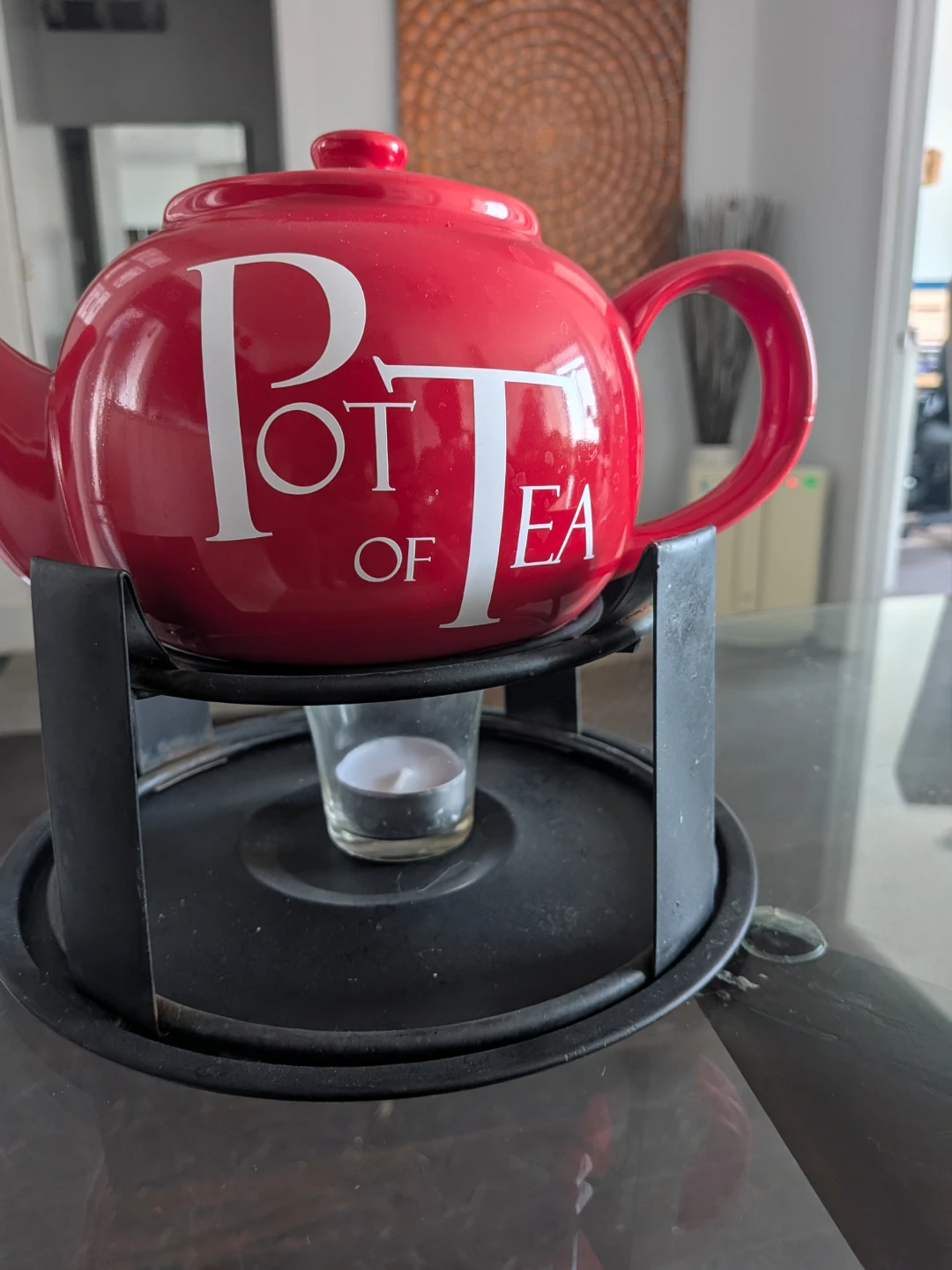 Red "Pot of Tea" Teapot with Warmer