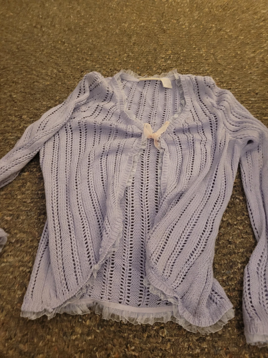 Lilac Knit Cardigan with Lace Trim - photo 4
