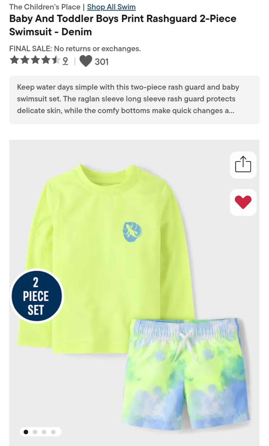 Baby And Toddler Boys Print Rashguard 2-Piece Swimsuit - denim