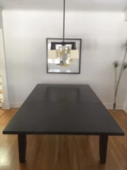Dark solid Wood Dining Table with Extension, amd 6 chairs