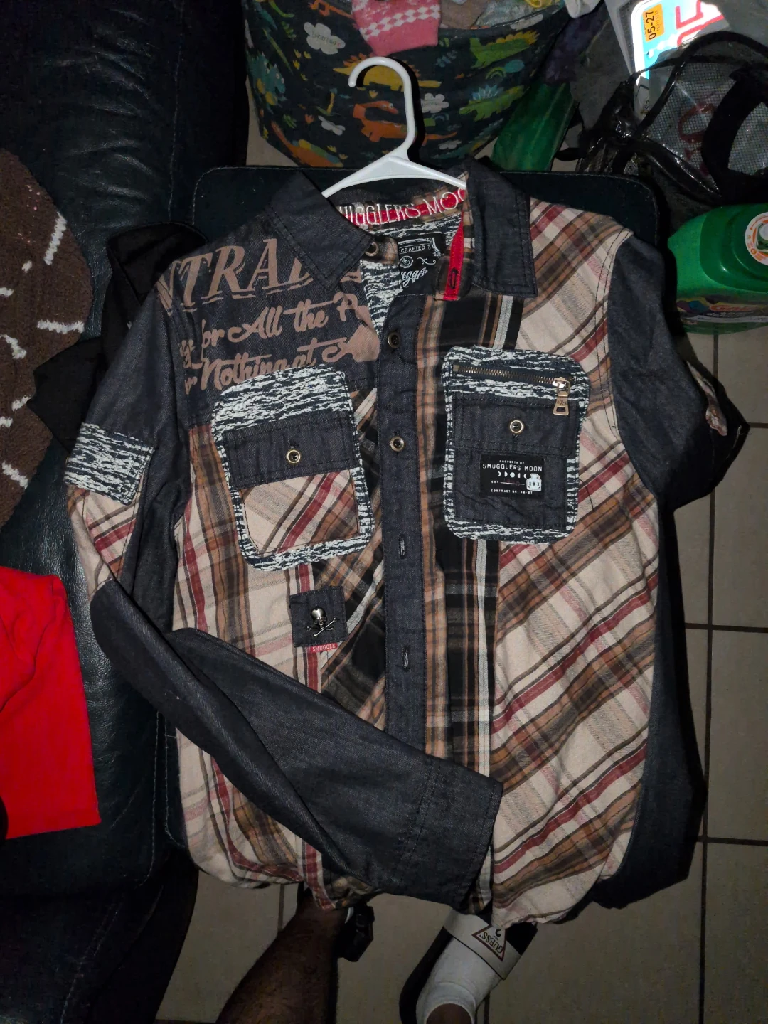 Smugglers Moon Plaid & Denim Patchwork Shirt