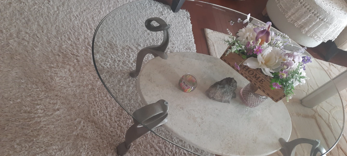 Glass Coffee Table with Decorative Legs - photo 2