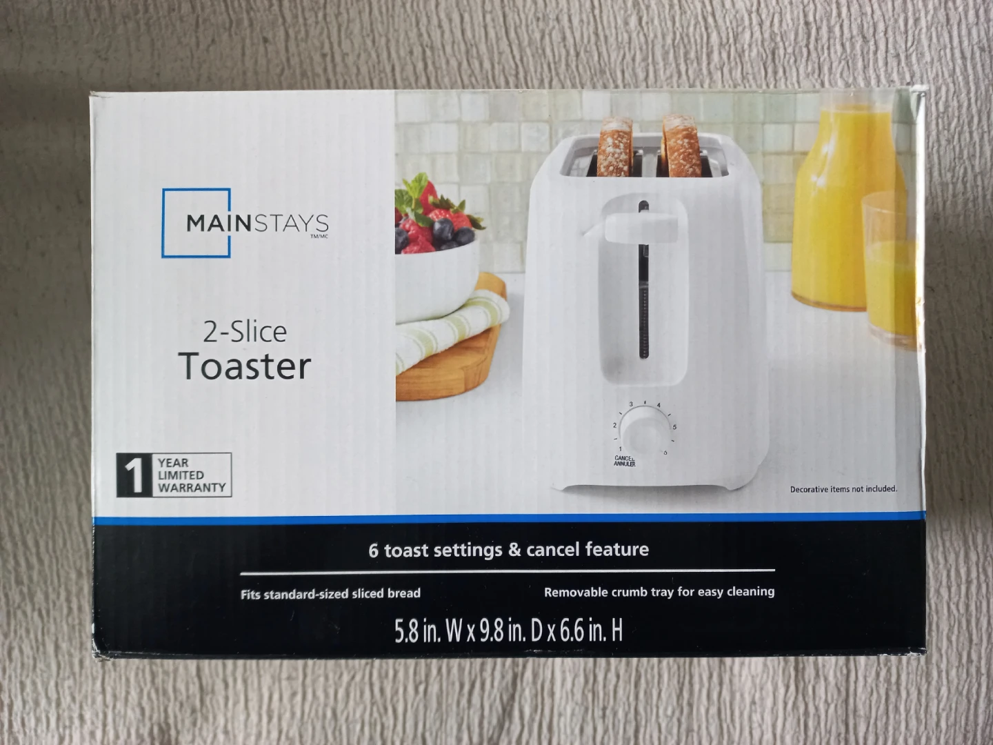 Mainstays 2-Slice Toaster White