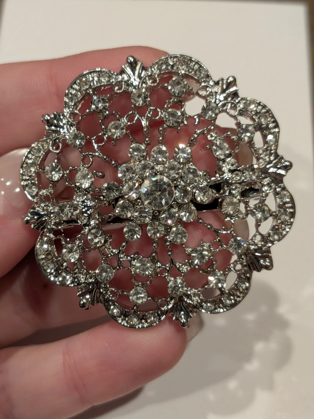 Rhinestone Filigree Brooch