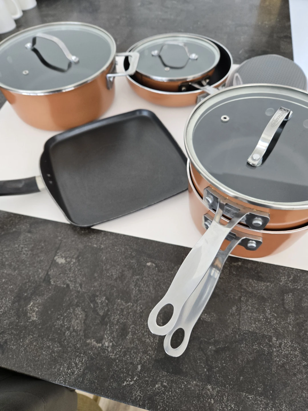 Gotham Steel Copper Cookware Set with Tongs