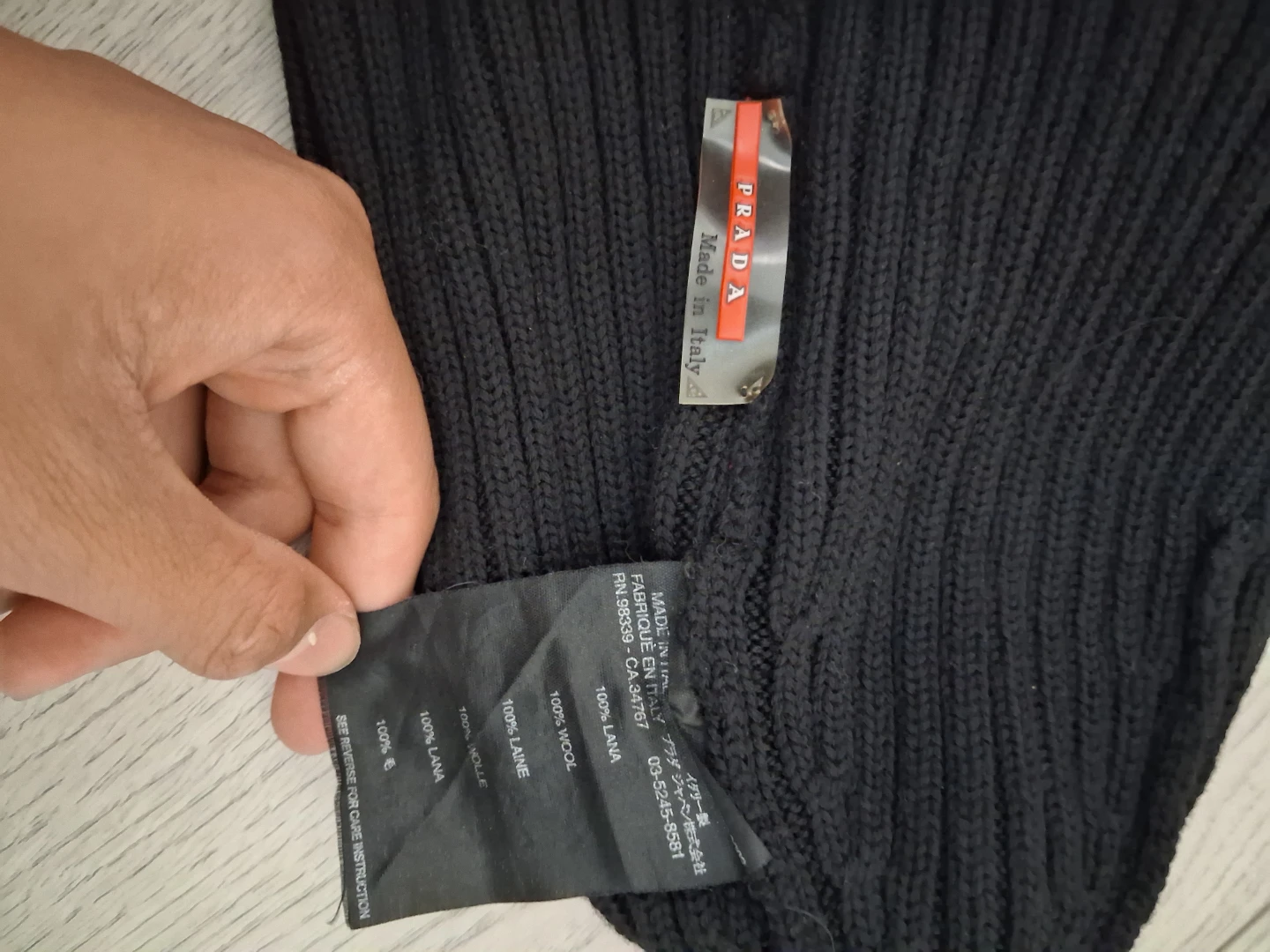 Prada Black Ribbed Wool Beanie Hat - photo 3