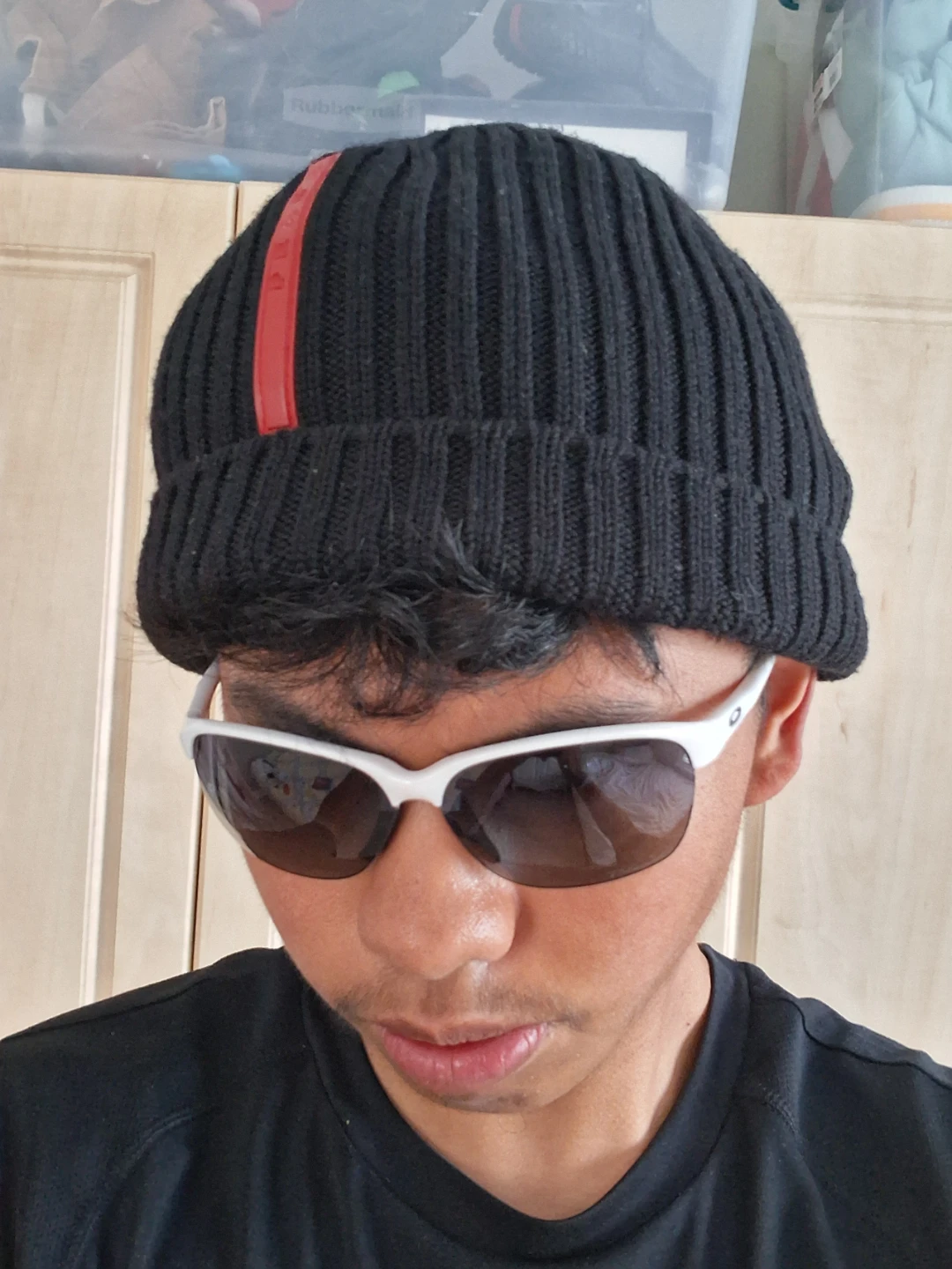 Prada Black Ribbed Wool Beanie Hat - photo 4