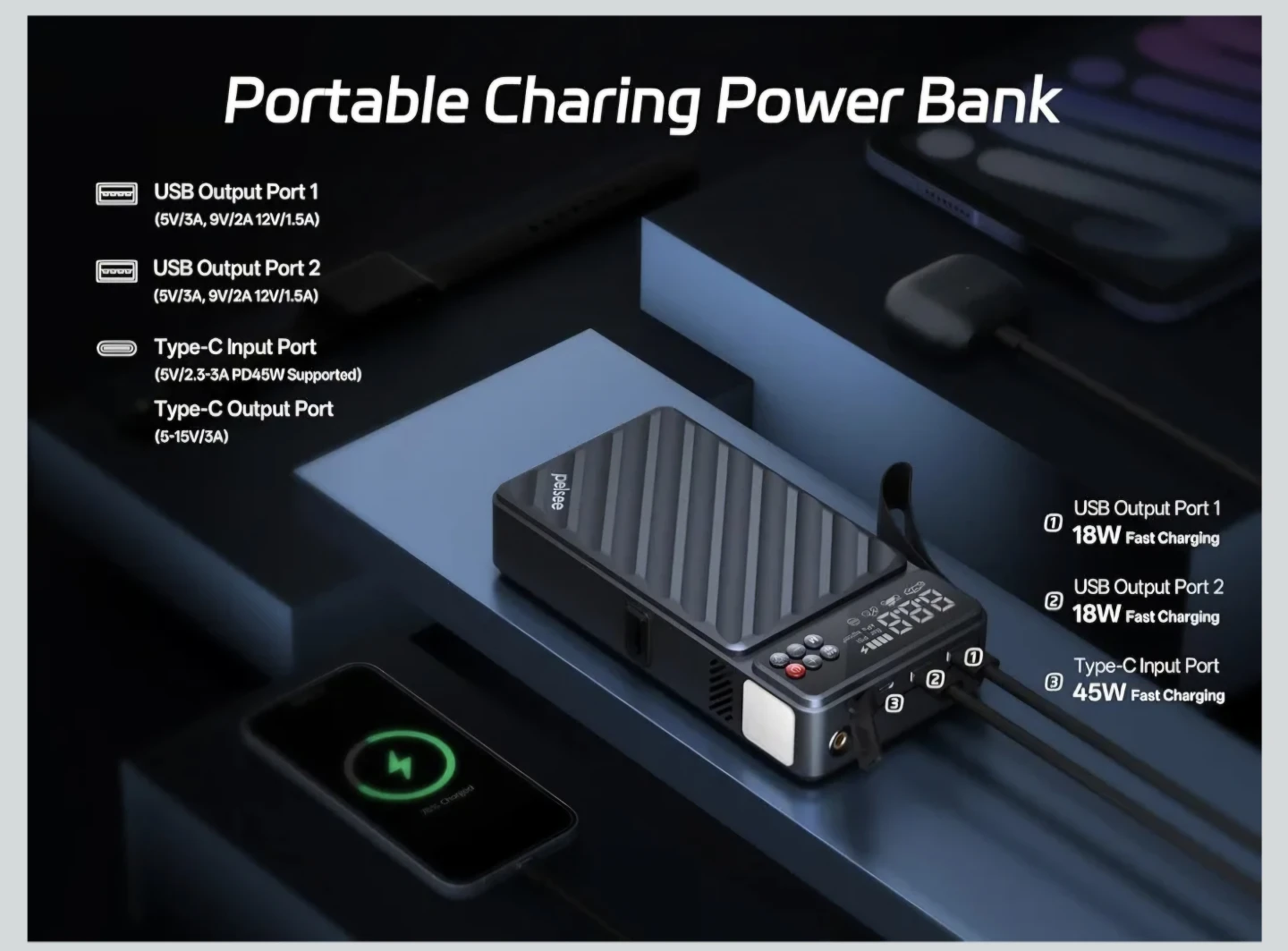 Pelsee 6000A Jump Starter & Air Compressor Power Bank - photo 4