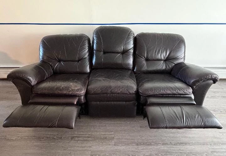 Brown Leather Reclining Sofa