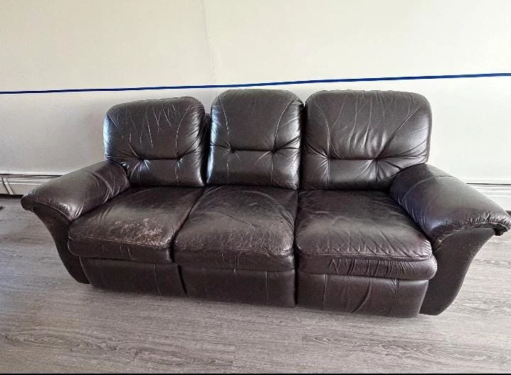 Brown Leather Reclining Sofa - photo 2