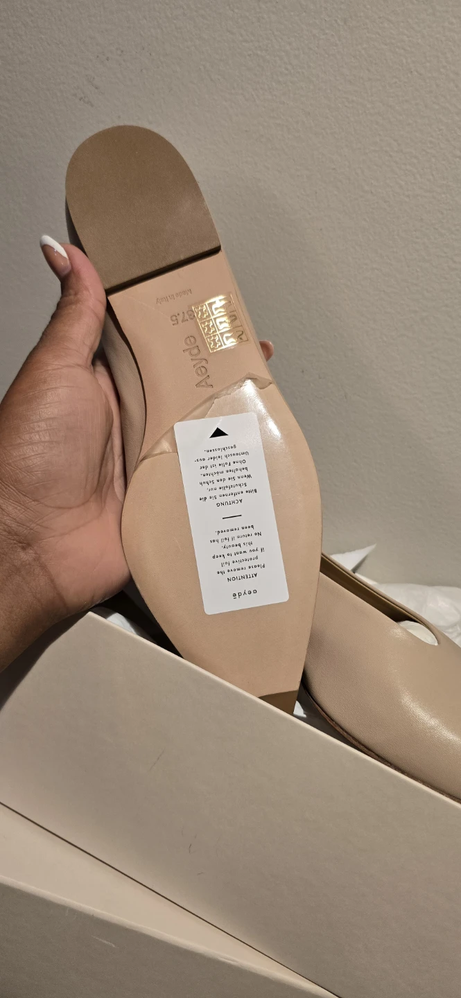 Aeyde Beige Leather Pointed Toe Flats - Size 37.5 - photo 2