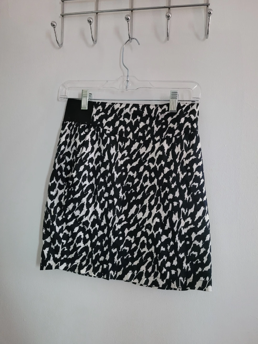 Black and white animal print mini skirt