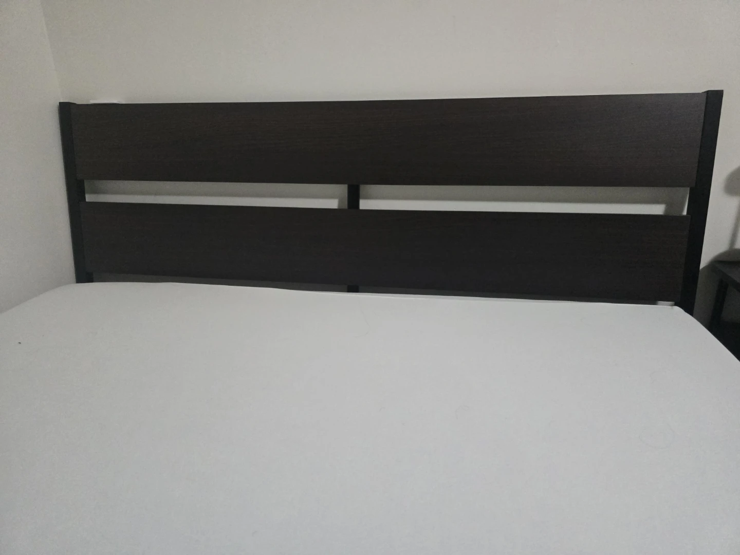 Dark Brown Bed Frame with Headboard and Mattress - photo 2