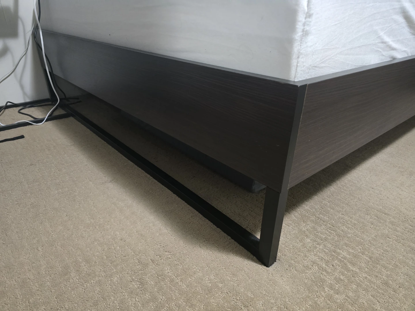 Dark Brown Bed Frame with Headboard and Mattress - photo 4