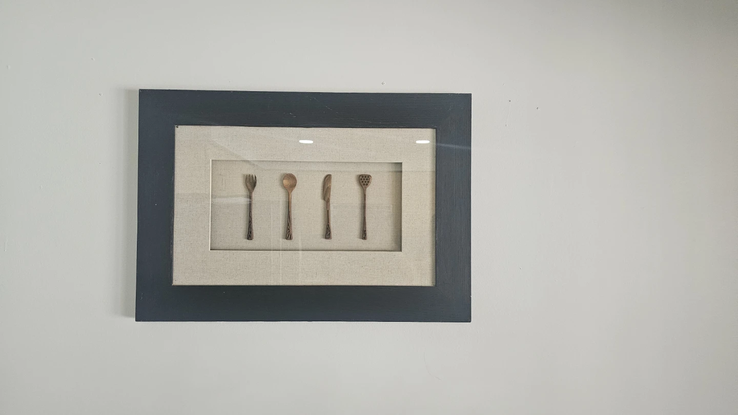 Framed Wooden Utensils Wall Art