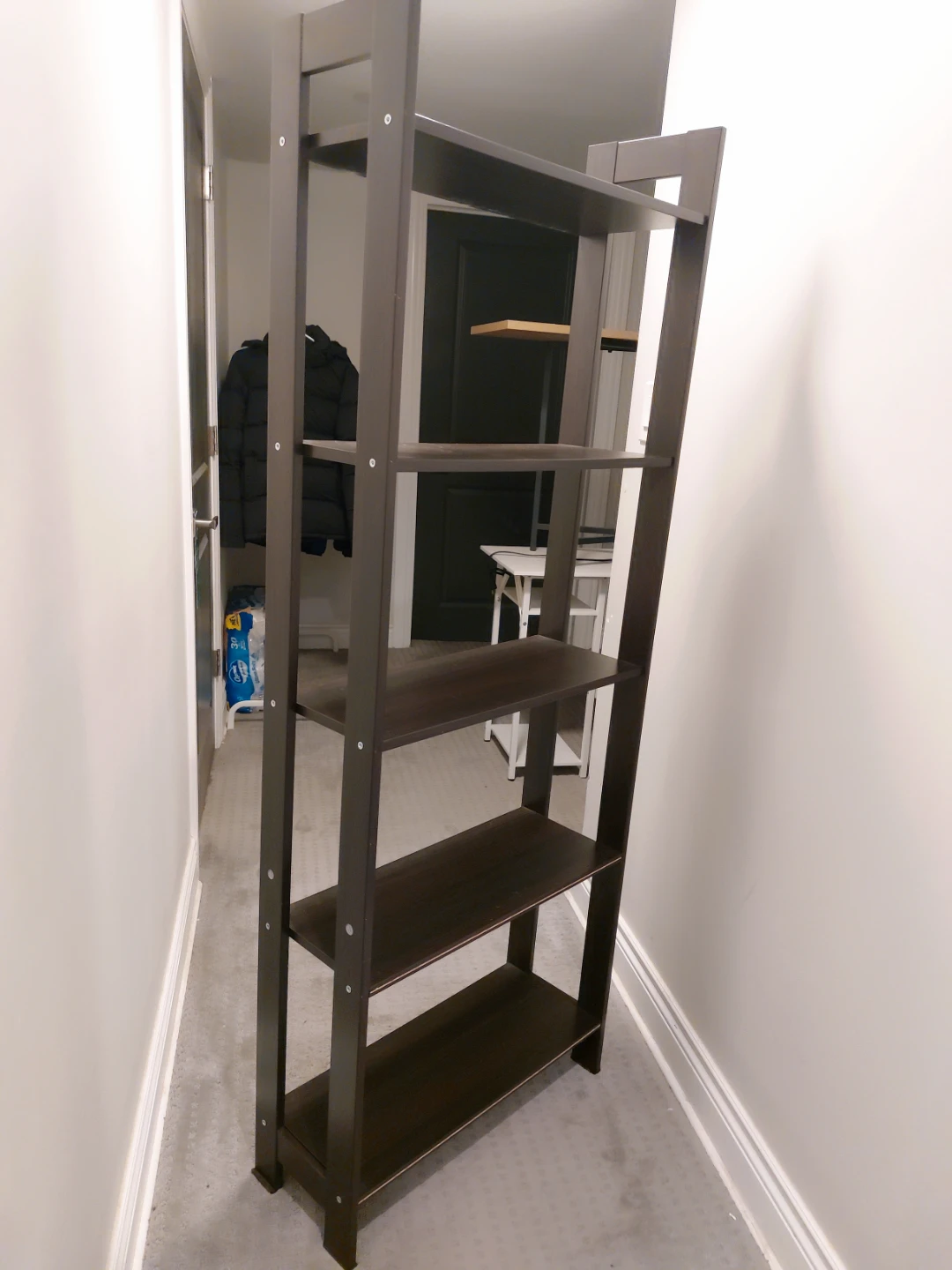 Dark Brown Ladder Bookshelf - photo 4