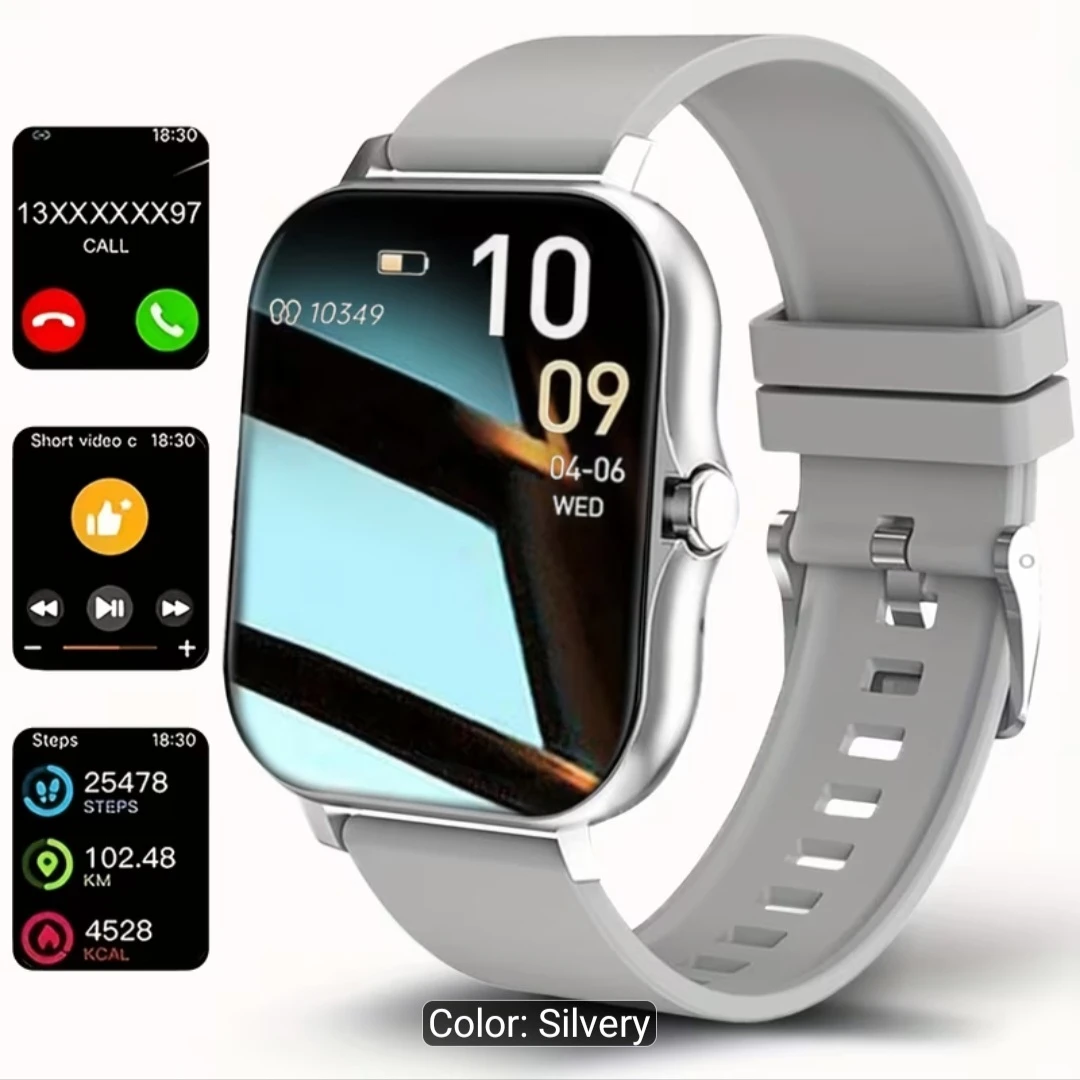 Silvery Smartwatch with Fitness Tracking