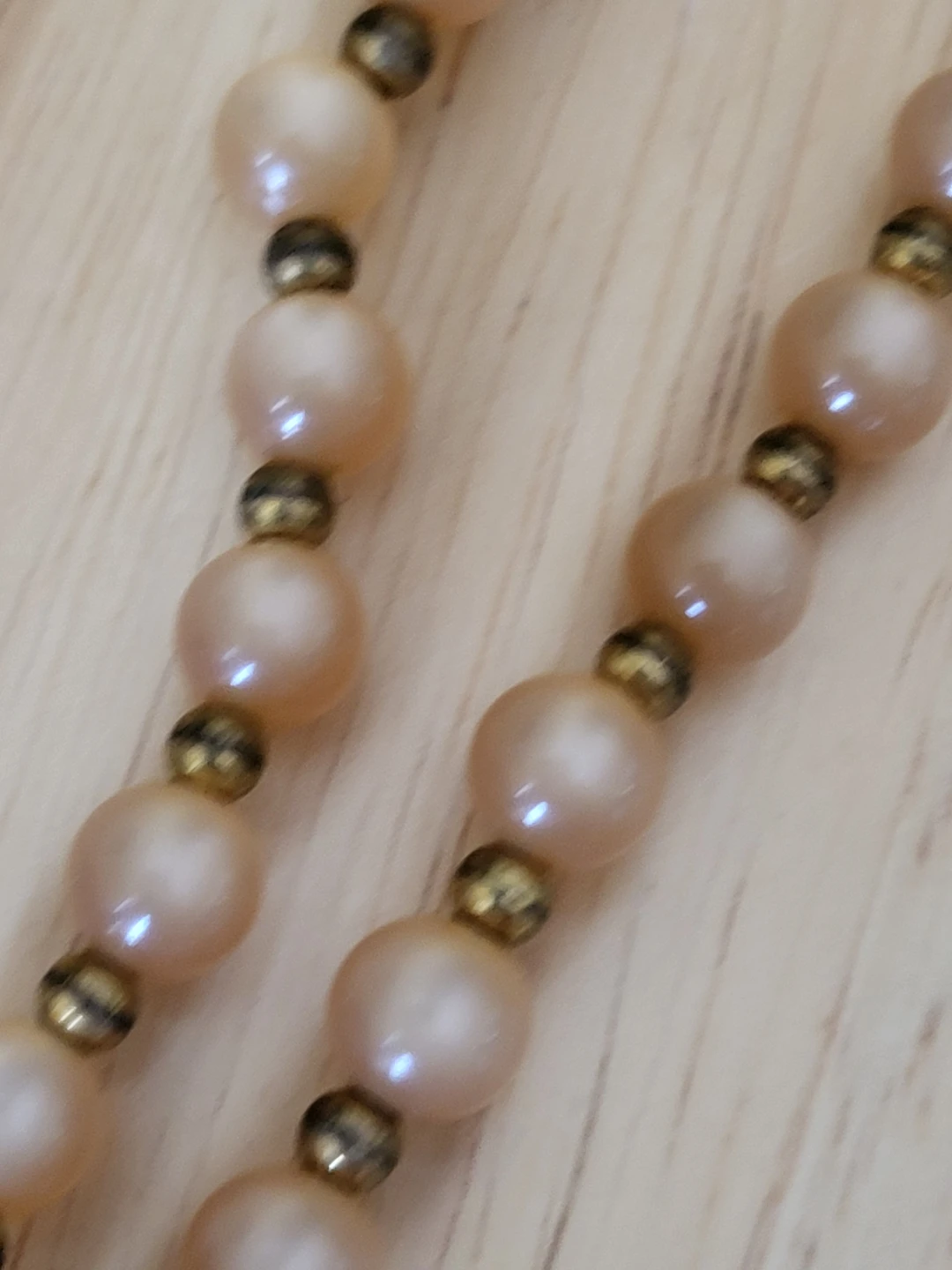 Vintage Peach Pearl and Crystal Necklace - photo 4