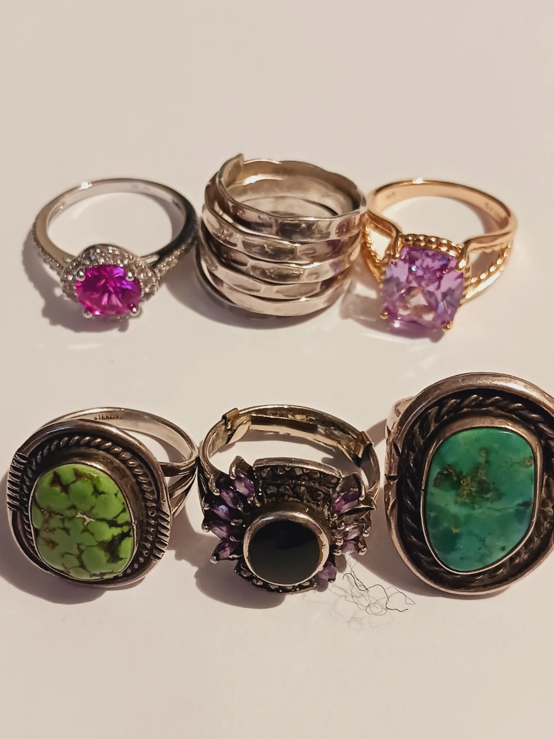 Lot of 6 Assorted STERLING SILVER 925 Gemstone Rings - photo 3