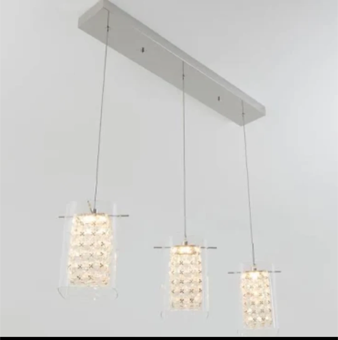 Brand New Artika Crystal Cube 3-Light LED Pendant Light - photo 2