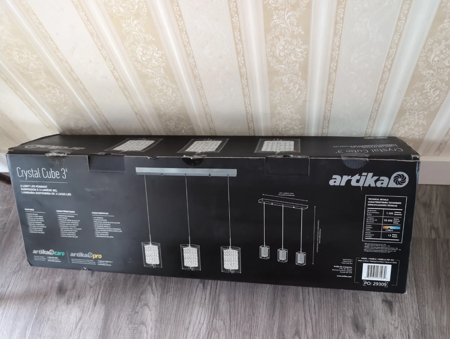 Brand New Artika Crystal Cube 3-Light LED Pendant Light - photo 3