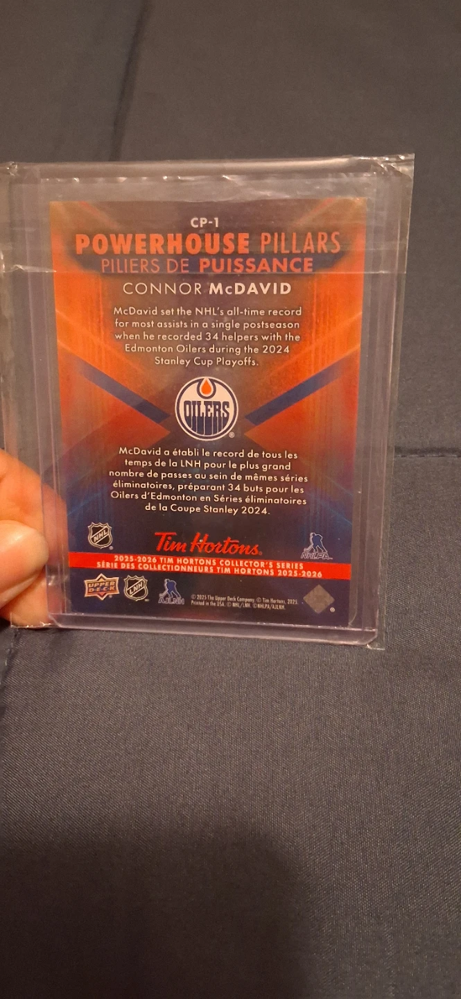 Connor McDavid Upper Deck Tim Hortons Hockey Card 2025 - photo 2