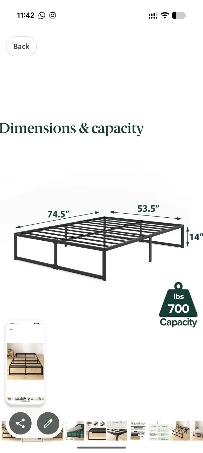 Metal Bed Frame Base, Full Size - Zinus - photo 2