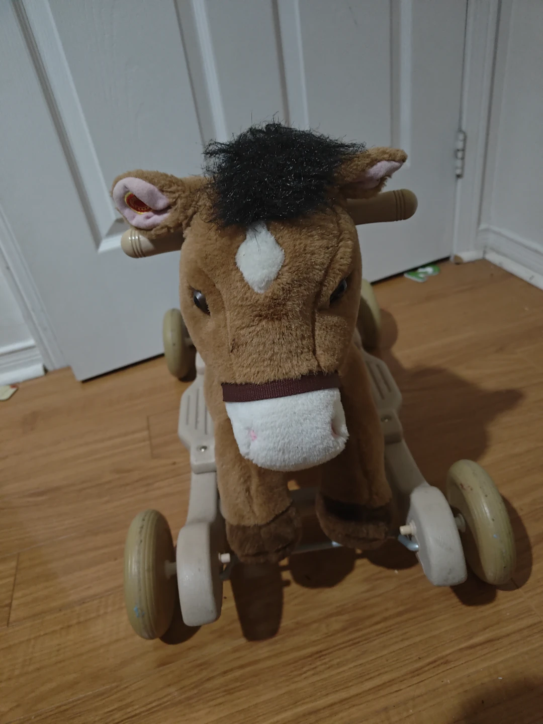 Brown Plush Rocking Horse Toy with Wheels - photo 2