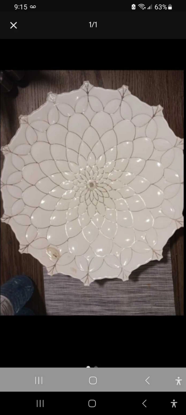 White Decorative Serving Platter with Gold Trim