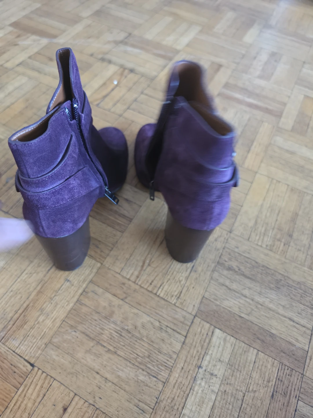 Purple Suede Ankle Boots with Buckle Detail - photo 3