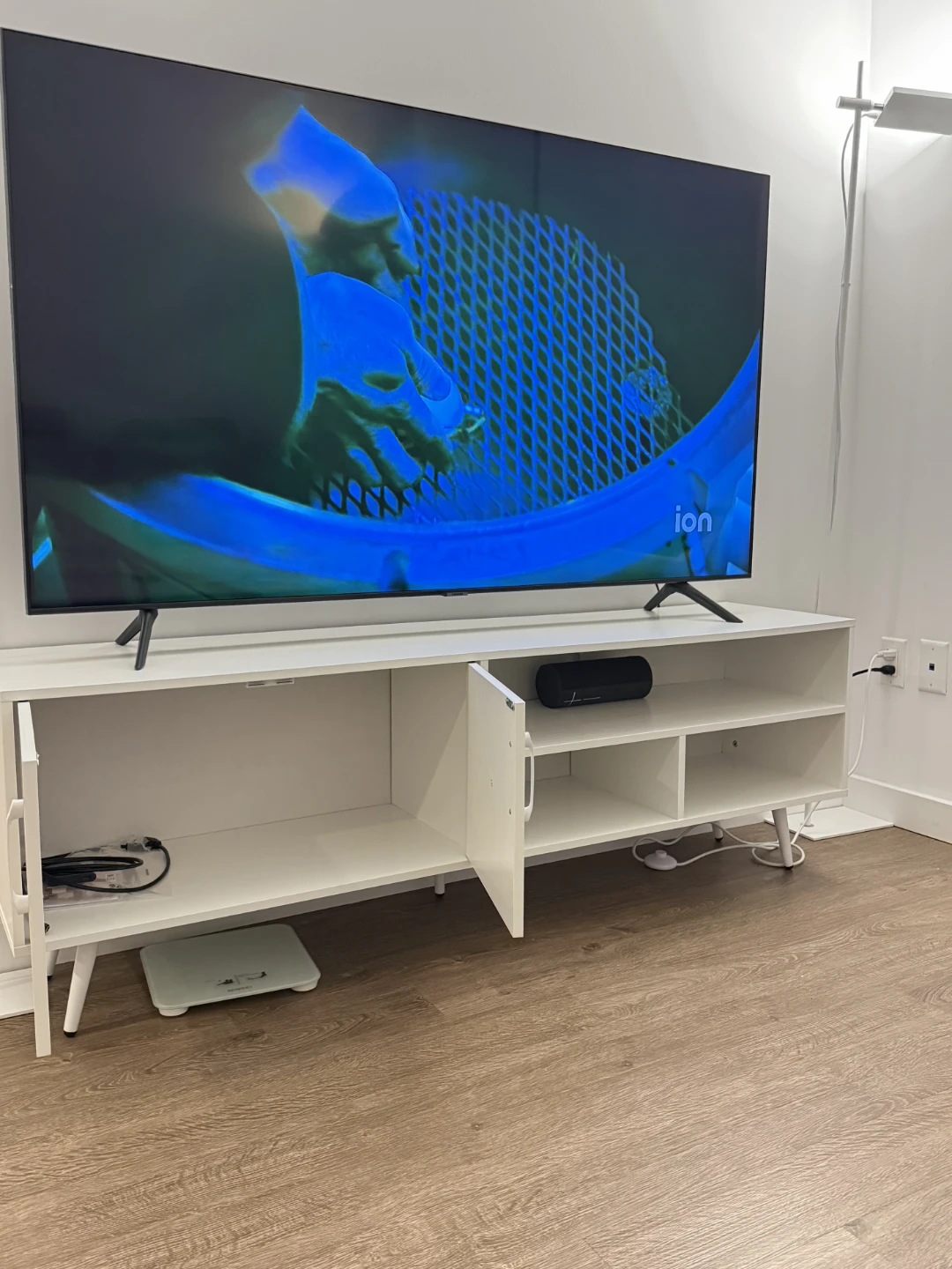 White TV Stand with Storage