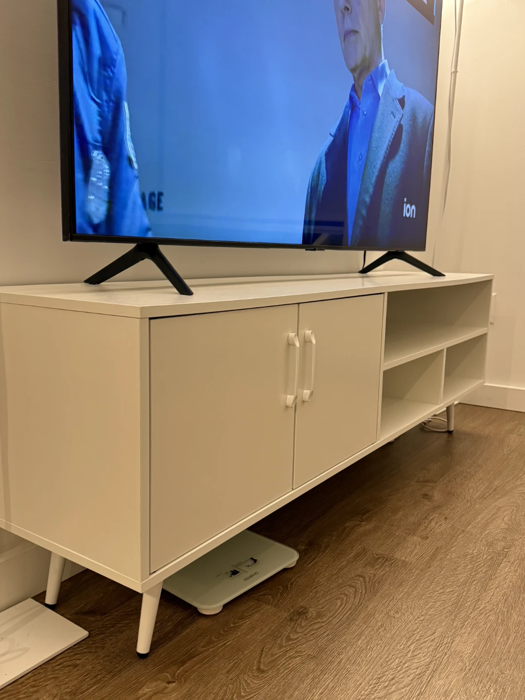 White TV Stand with Storage - photo 3