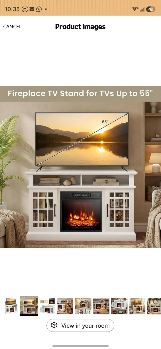 SIMOE White Electric Fireplace TV Stand for TVs up to 55" - photo 2
