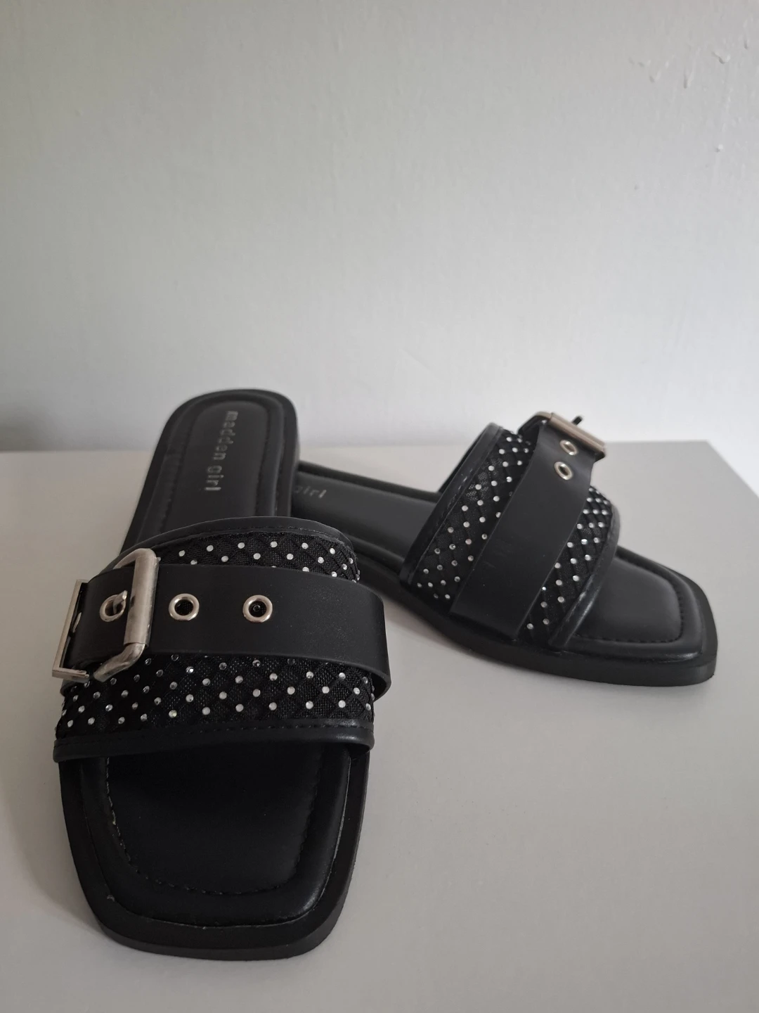 Madden Girl Black Slide Sandals