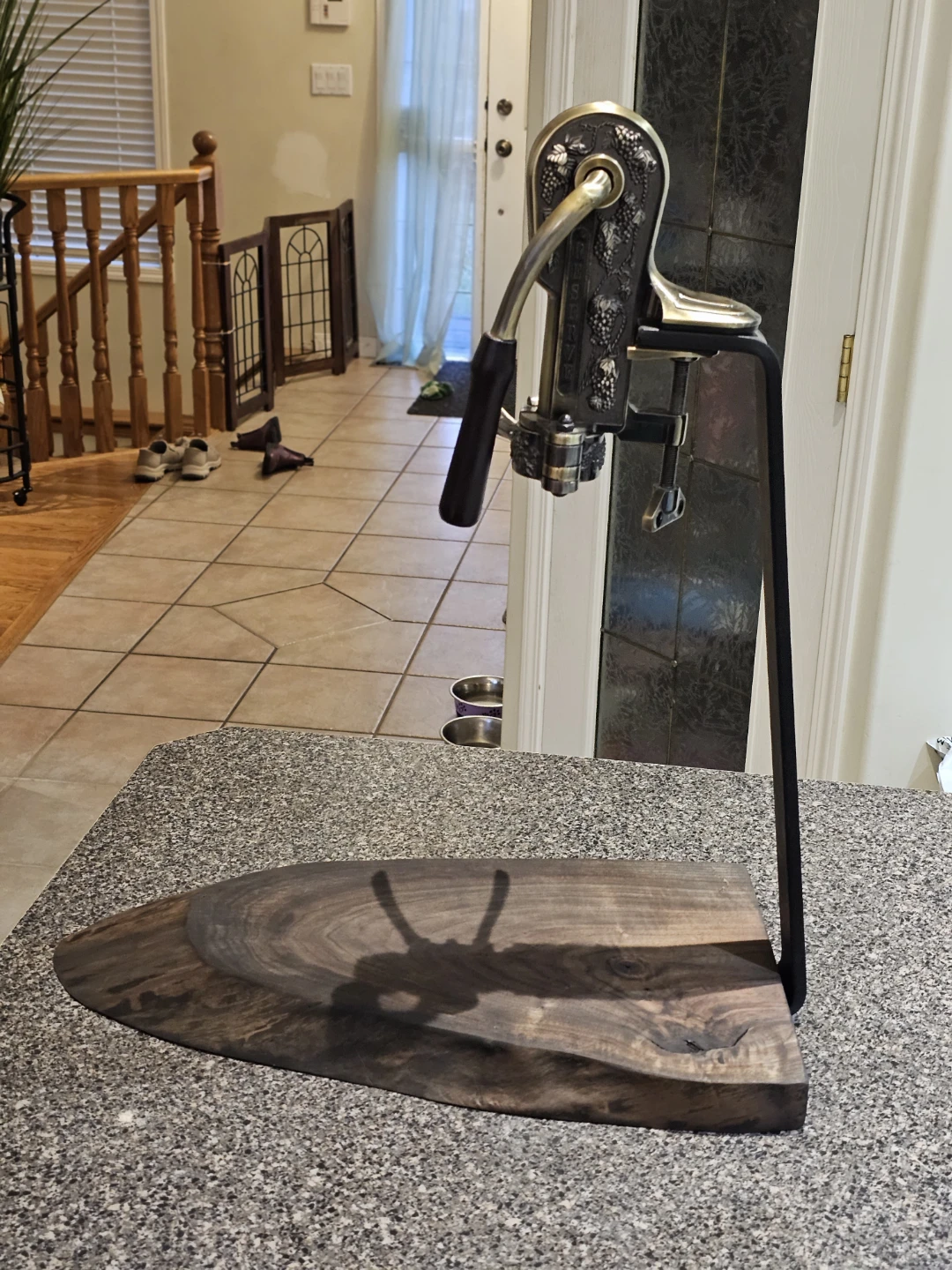 Dark walnut live edge Base wine opener - photo 4