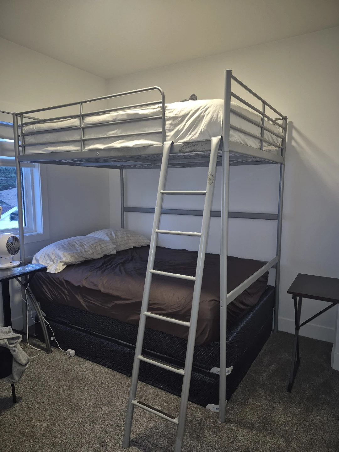 Metal Loft Bed Frame with Ladder