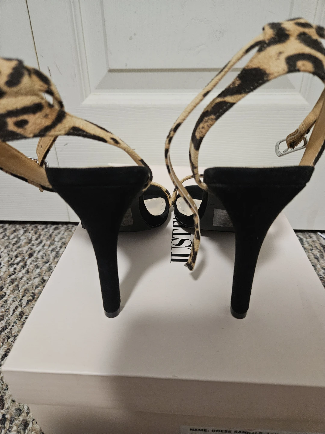 JUSTFAB Black Leopard Print Heeled Sandals - photo 3