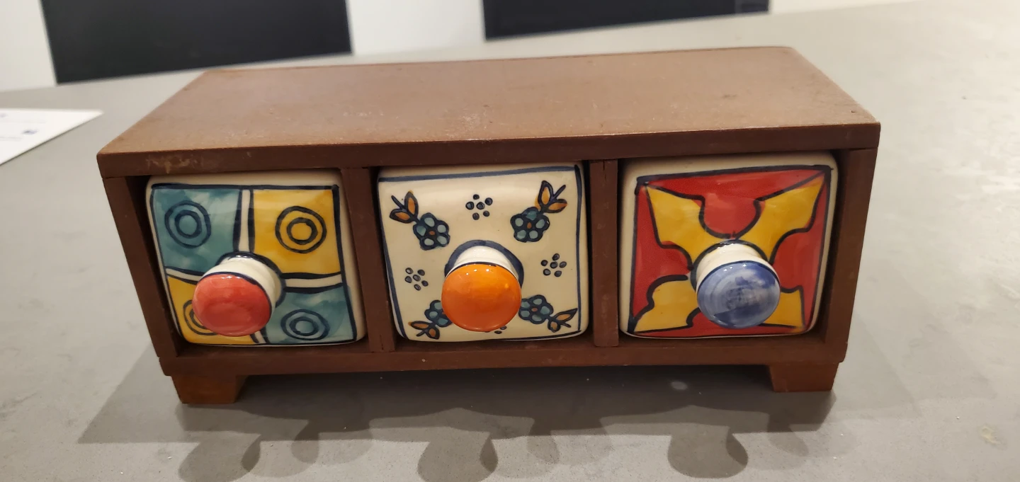 Traditional Indian Ceramic Hand Painted 3 Drawer Set