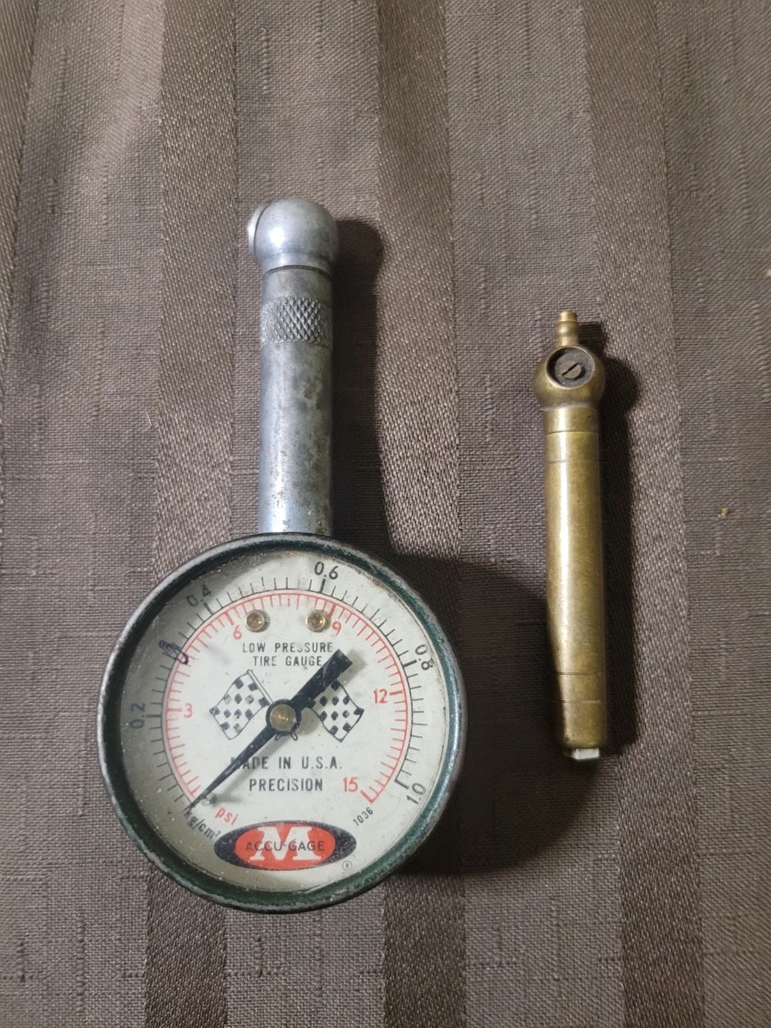 2 Accu-Gage Low Pressure Tire Gauge Brass