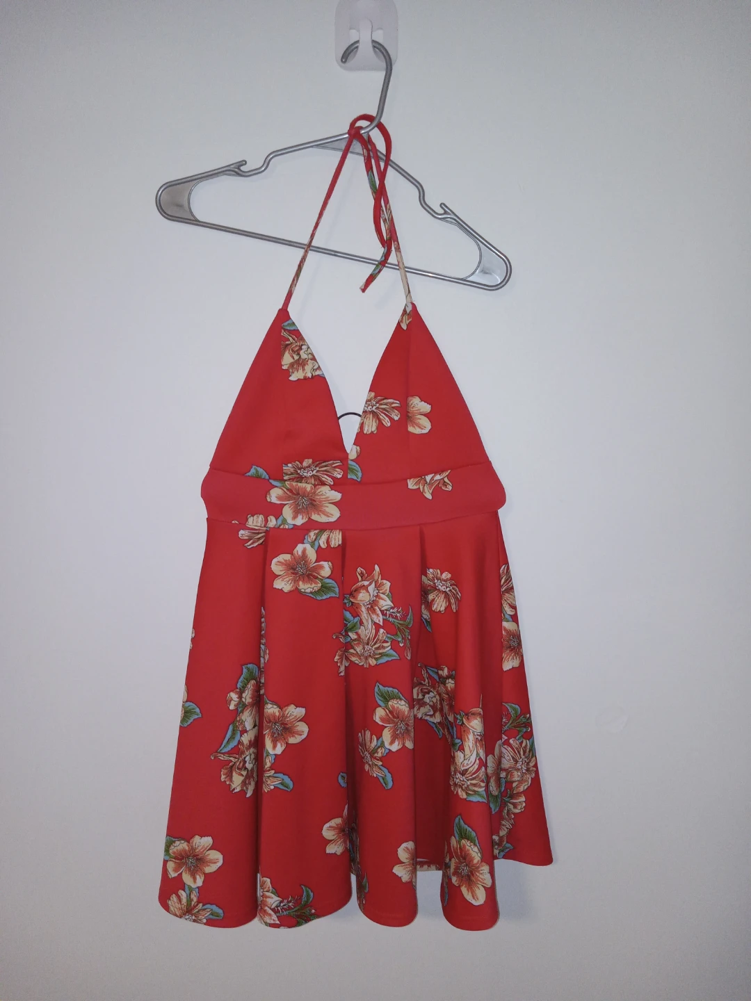 Levante Red Floral Halter Dress