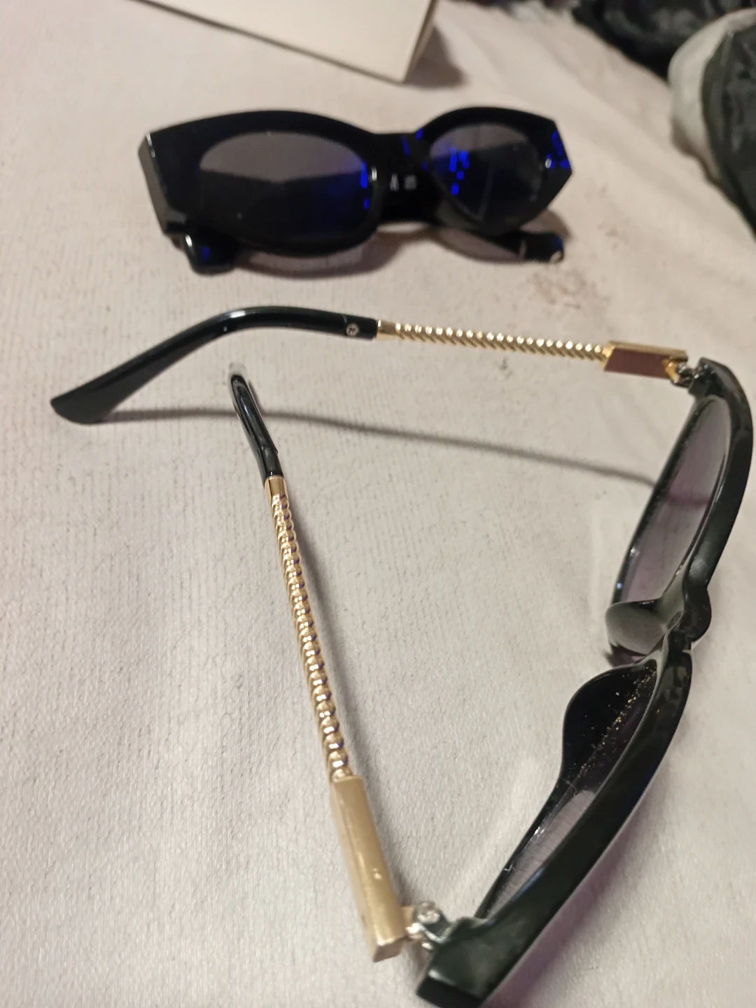 Black Cat-Eye Sunglasses with Gold Accents - photo 2